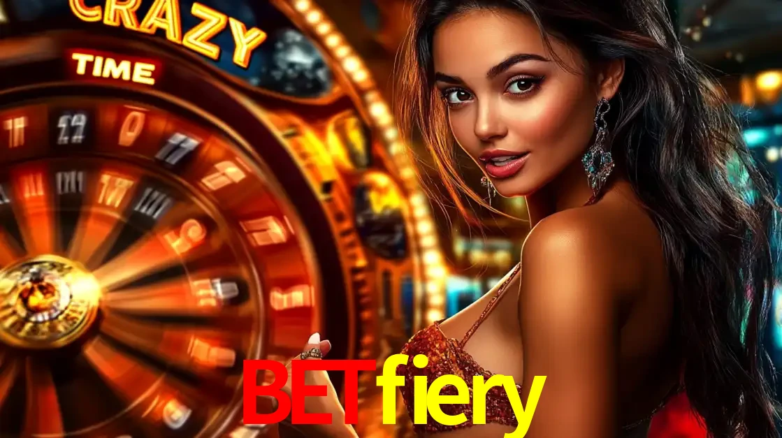 Mulher ao lado da roda de prêmios do jogo de cassino ao vivo Crazy Time, um dos shows de jogos mais emocionantes oferecidos pela plataforma de apostas betfiery.