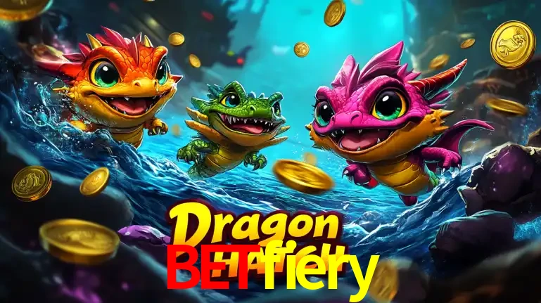 Arte promocional do jogo Dragon Hatch com três adoráveis dragões bebês nadando entre moedas de ouro, um dos slots mais divertidos para jogar no cassino betfiery.